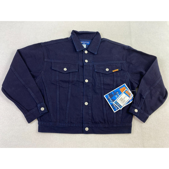 Vintage 90s Jordache Denim Jacket Women's Large Blue‎ Trucker Biker Western Crop - Picture 1 of 14